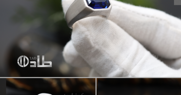 خاتم ملكي سانثاتيك أزرق غامق فضة 925 | طاد