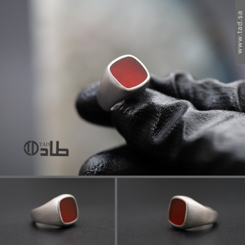 خاتم تفصيل عقيق ناري فضة 925 | طاد