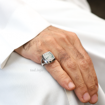 خاتم ملكي تفصيل بحجر فير سايت من الفضة عيار 925 | مجوهرات طاد خاتم ملكي تفصيل بحجر فير سايت من الفضة عيار 925 | مجوهرات طاد