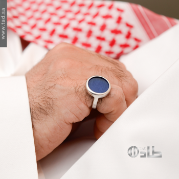 خاتم فضة 925 بحجر عين الهر الكحلي فاخر للرجال | طاد