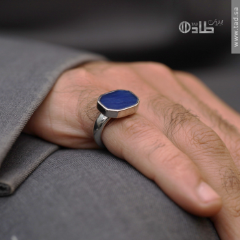 خاتم ملكي تفصيل ثماني بحجر عين الهر الكحلي من طاد