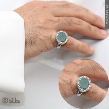 خاتم ملكي تفصيل حجر مالاكيت مع ألماس فضة 925 | طاد خاتم ملكي تفصيل حجر مالاكيت مع ألماس فضة 925 | طاد