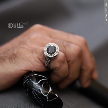 خاتم تفصيل عين الهر الرمادي مع زركون فضة 925 | طاد
