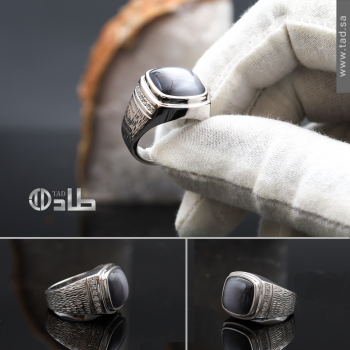 خاتم تفصيل عين الهر الرمادي مع الزريكون فضة 925 | طاد خاتم تفصيل عين الهر الرمادي مع الزريكون فضة 925 | طاد