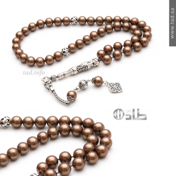 سبحة محار طبيعي 45 حبة فضة 925 دائرية 8 مم | طاد سبحة محار طبيعي 45 حبة فضة 925 دائرية 8 مم | طاد