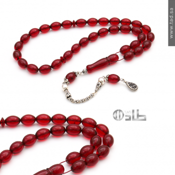 سبحة كهرمان كاريبي طبيعي 33 حبة مع فضة 925 | طاد