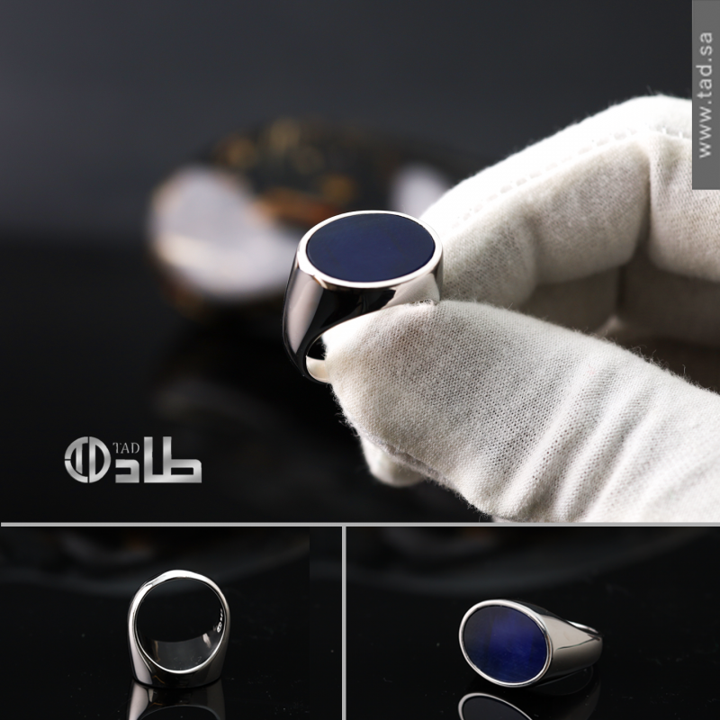 خاتم فضة 925 بحجر عين الهر جاهز طابع راقٍ | طاد خاتم فضة 925 بحجر عين الهر جاهز طابع راقٍ | طاد
