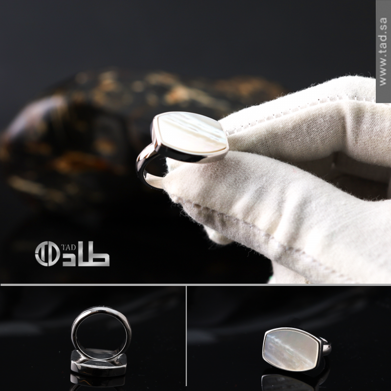 خاتم جاهز حجر صدف فضة 925 كلاسيكي أنيق | طاد
