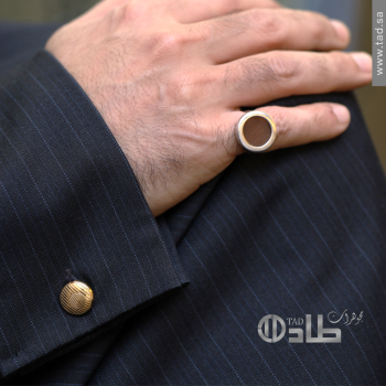 خاتم عين الهر بني فضة 925 تفصيل فاخر
