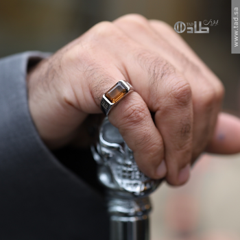 خاتم فضة 925 بحجر سانثتيك بني وزركون – خاتم رجالي فاخر | طاد خاتم فضة 925 بحجر سانثتيك بني وزركون – خاتم رجالي فاخر | طاد