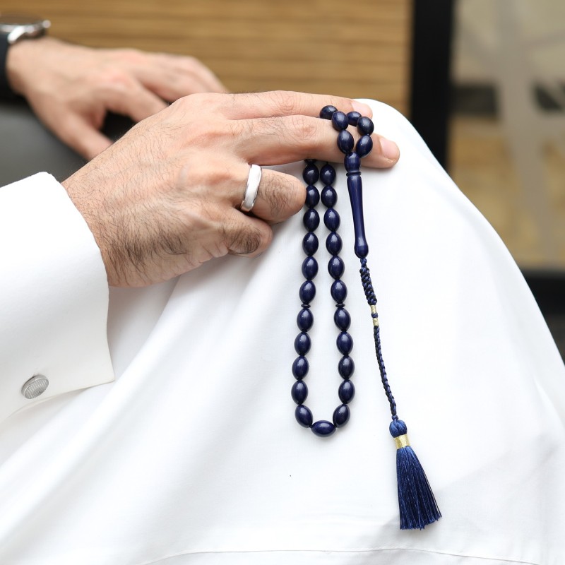 سبحة بكلايت أنيقة مع كثلة قماش 33 حبة بيضاوية 8 مم | طاد
