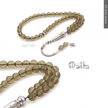 سبحة توباز دخاني طبيعي مع فضة 925 وألماس – 45 حبة مقاس 8 ملم سبحة توباز دخاني طبيعي مع فضة 925 وألماس – 45 حبة مقاس 8 ملم