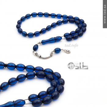 سبحة كهرمان كاريبي طبيعي 33 حبة مع فضة 925 | طاد