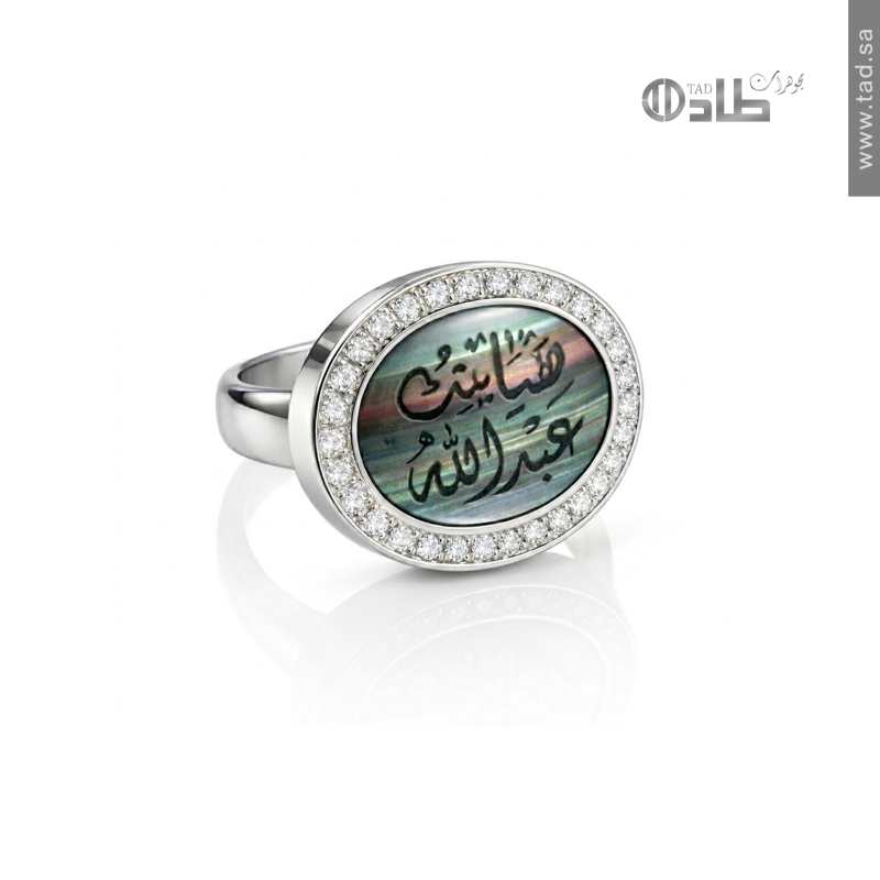 خاتم تفصيل حجر أوبال سانثتيك مع زركون وحفر الاسم فضة 925 | طاد خاتم تفصيل حجر أوبال سانثتيك مع زركون وحفر الاسم فضة 925 | طاد