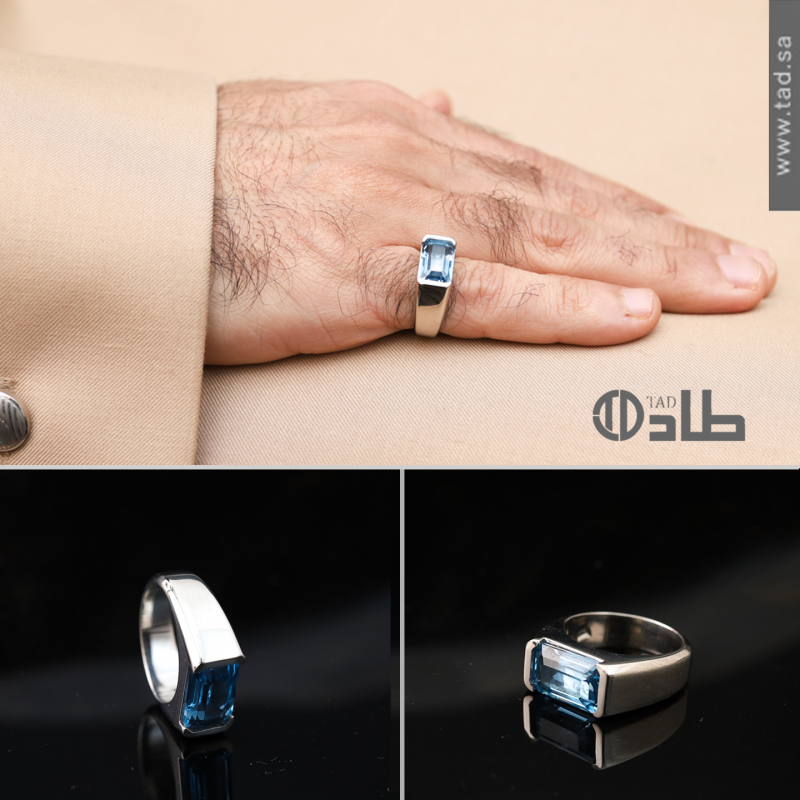 خاتم ملكي تفصيل خاص حجر سانثاتيك تانزانيت | طاد خاتم ملكي تفصيل خاص حجر سانثاتيك تانزانيت | طاد