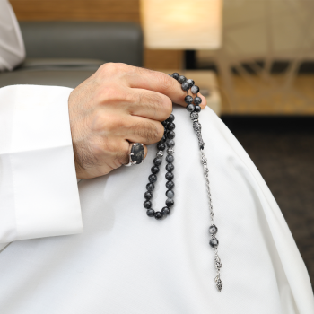 خاتم تفصيل روتيل مشعر مع سبحة روتيل مشعر عرض خاص فضة 925 | طاد