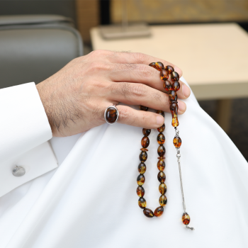 خاتم تفصيل كهرمان روسي مع سبحة كهرمان روسي عرض خاص فضة 925 | طاد خاتم تفصيل كهرمان روسي مع سبحة كهرمان روسي عرض خاص فضة 925 | طاد