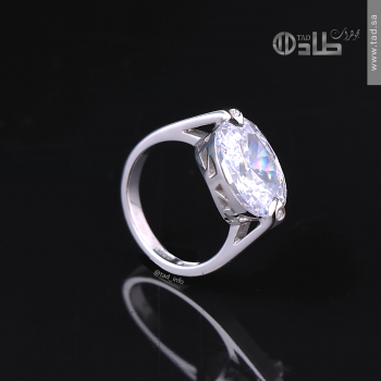 خاتم تفصيل زركون مع فصين ألماس فضة 925 | طاد