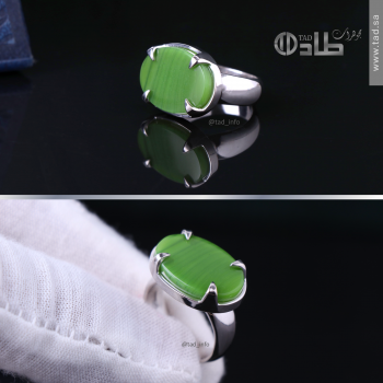 خاتم تفصيل كوارتز أخضر نباتي معالج اللون فضة 925 | طاد خاتم تفصيل كوارتز أخضر نباتي معالج اللون فضة 925 | طاد