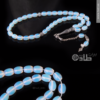 سبحة أوبال شفاف ناعم معالج فضة 925