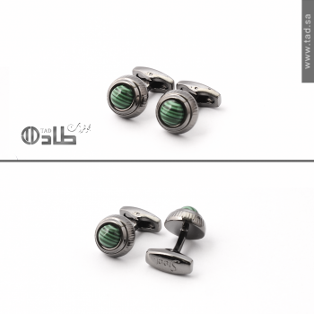 كبك ماركة ستيل كروم مطلي بالروديوم بحجر ملاكيت سانثتيك