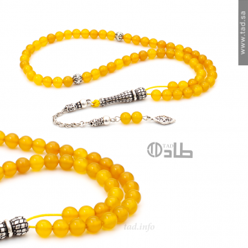 سبحة عقيق طبيعي حجم صغير 61 حبة 6 مم قصة دائرية بإكسسوارات فضة 925 | طاد سبحة عقيق طبيعي حجم صغير 61 حبة 6 مم قصة دائرية بإكسسوارات فضة 925 | طاد