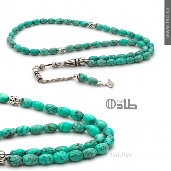 سبحة فيروز طبيعي 37 حبة 5 مم بيضاوي فضة 925 | مجوهرات طاد سبحة فيروز طبيعي 37 حبة 5 مم بيضاوي فضة 925 | مجوهرات طاد