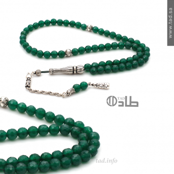 سبحة عقيق مضلع طبيعي حجم صغير 61 حبة قصة دائرية 6 مم فضة 925 | طاد سبحة عقيق مضلع طبيعي حجم صغير 61 حبة قصة دائرية 6 مم فضة 925 | طاد