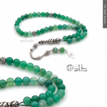 سبحة عقيق طبيعي 45 حبة فضة 925 – تصميم دائري | طاد سبحة عقيق طبيعي 45 حبة فضة 925 – تصميم دائري | طاد