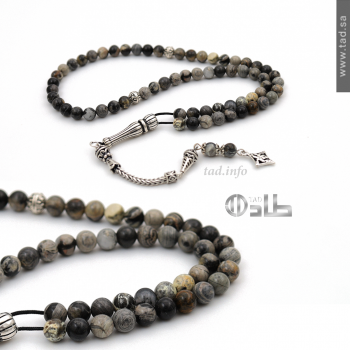 سبحة جاسبر طبيعي حجم صغير 66 حبة قصة دائرية 6 مم فضة 925 | طاد سبحة جاسبر طبيعي حجم صغير 66 حبة قصة دائرية 6 مم فضة 925 | طاد