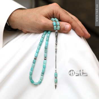 سبحة أمازونايت طبيعي 37 حبة مع فضة 925 – حجم 7 ملم