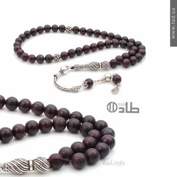سبحة سوجيليت طبيعي 45 حبة فضة 925 دائرية 8 مم | طاد سبحة سوجيليت طبيعي 45 حبة فضة 925 دائرية 8 مم | طاد