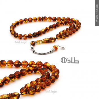 سبحة كهرمان روسي مع إكسسوارات فضة 925 45 حبة قصة دائري 9 مم | طاد