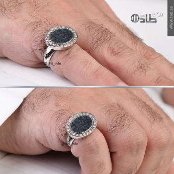 فتخة ملكية بتصميم خاص من طاد – فضة 925 مع حجر ريسن شجري رمادي وزركون فاخر