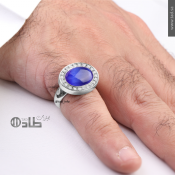 خاتم تفصيل عين الهر الأزرق مع زركون فضة 925 | طاد خاتم تفصيل عين الهر الأزرق مع زركون فضة 925 | طاد