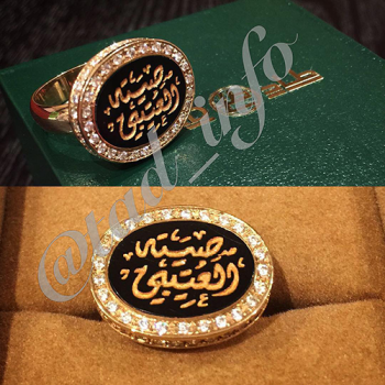 خاتم تفصيل حجر أكريلك مع زركون وحفر الاسم فضة 925 أناقة فاخرة | طاد
