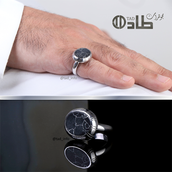 خاتم ملكي تفصيل بحجر ماركينا من الفضة عيار 925 | مجوهرات طاد