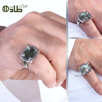 خاتم ملكي صدف تفصيل رجالي فضة 925 | طاد