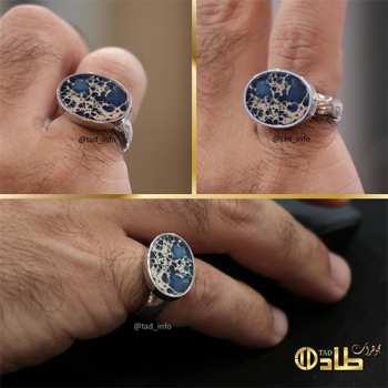 خاتم ملكي تفصيل بحجر جاسبر من الفضة عيار 925 | مجوهرات طاد