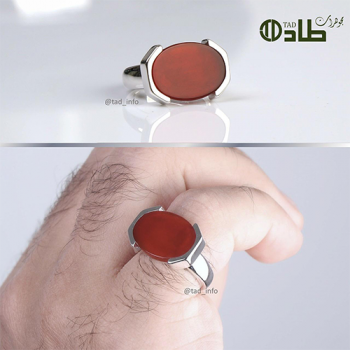 خاتم ملكي عقيق تفصيل رجالي فضة 925 من طاد