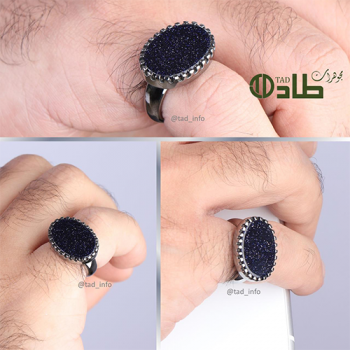 خاتم ملكي حجر النجوم تفصيل رجالي فضة 925 طاد