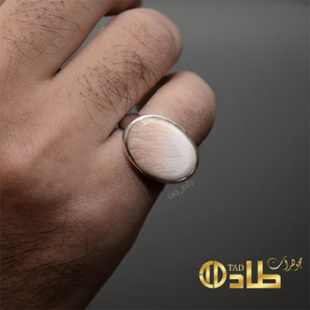 خاتم ملكي تفصيل بحجر سكولسايت من الفضة عيار 925 | مجوهرات طاد