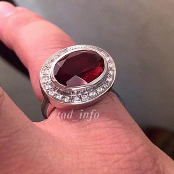 خاتم ملكي سانثاتيك أحمر وزركون تفصيل رجالي فضة 925 طاد