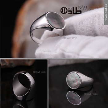 خاتم جاهز صدف فضة 925 بتصميم راقٍ | طاد