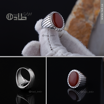 خاتم مزخرف عقيق كلاسيكي فضة 925 | طاد