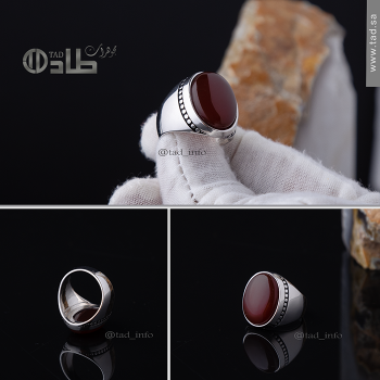 خاتم مزخرف عقيق أنيق فضة 925 | طاد
