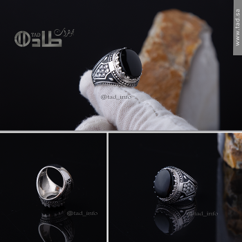 خاتم مزخرف أونكس راقٍ فضة 925 | طاد
