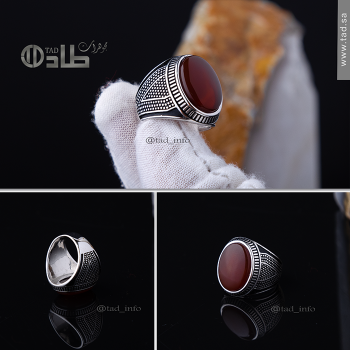 خاتم مزخرف عقيق أنيق فضة 925 | طاد