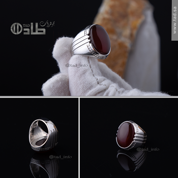 خاتم مزخرف عقيق فضة 925 | طاد