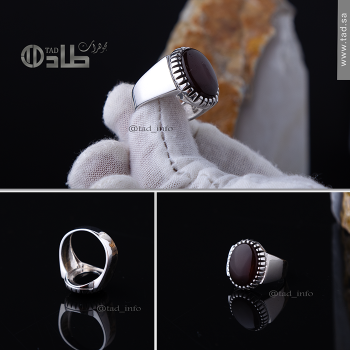 خاتم مزخرف عقيق راقي فضة 925 | طاد خاتم مزخرف عقيق راقي فضة 925 | طاد